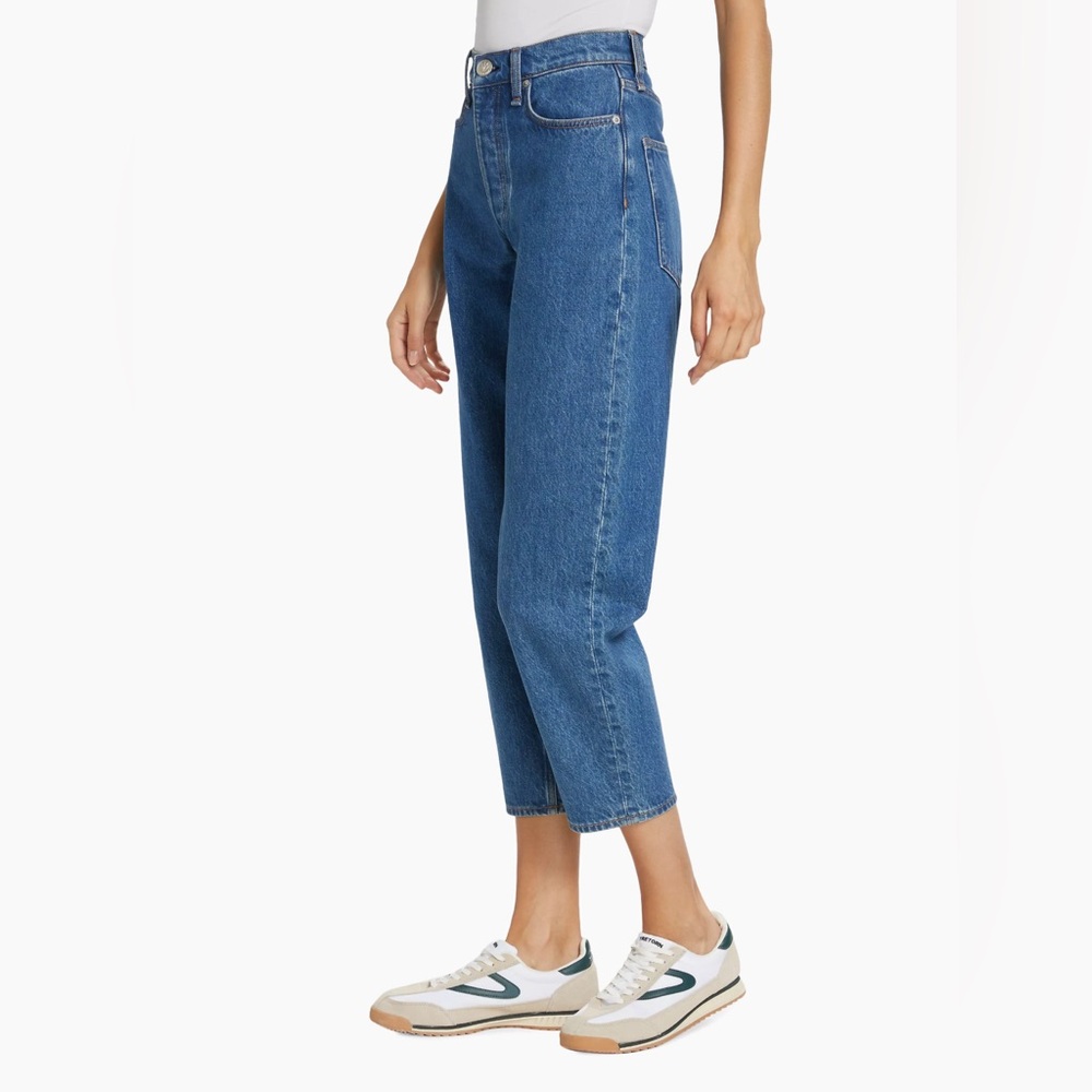 RAG & BONE ALISSA HIGH WAISTED BARREL CUT ANKLE BUTTON FLY FRONT JEANS (Altered) - Picture 3 of 16